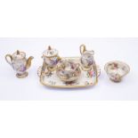 A 19th Century Spode miniature cabaret set, comprising: teapot, milk jug, cup and saucer, sucrier