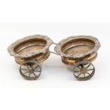 Two 19th Century Sheffield plate wine coasters, mounted on carriage wheel (1)