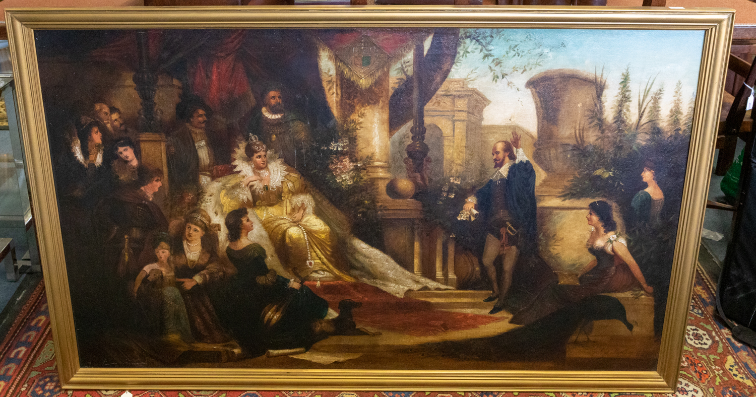 F L Handleworth? (19th Century)  Portrait of Shakespeare declaiming for Queen Elizabeth I and - Bild 2 aus 5