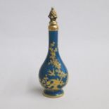 A Lynton Porcelain Company Scent Bottle, teal ground, lavishly embellished with raised gilding of