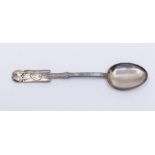 A 1930s Liberty & Co silver teaspoon in the Medea pattern designed by Archibold Knox, the terminal