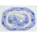 An early 19th Century blue and white transfer printed meat platter, transfer printed with "The