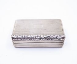 A George III silver snuff box, engraved cover and base with wiggle work, reeded sides and foliage