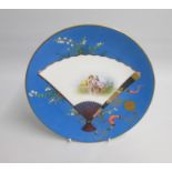 A Minton Late 19th century Plate, painted with Japanese style Fan painted with two children and