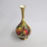 A Royal Worcester Vase painted with Apples and Berries on a mossy ground.  Signed Rickett Circa 1930