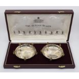 A pair of Elizabeth II limited edition Silver Jubilee commemorative silver and silver-gilt bon bon
