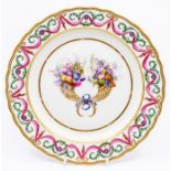 William Billingsley Derby - a rare Derby cabinet plate, pattern no 174, the decoration of a pair