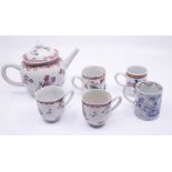 A group of Chinese Export porcelain to include:  an 18th Century coffee can, overglaze enamel floral