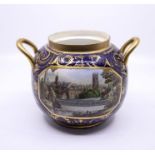 A Derby Stevenson & Hancock 1863-1866 large two handled pot, the centre painted in the manner of