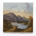 Scottish Interest: A 19th Century Maw & Co porcelain tile painted with a topographical view