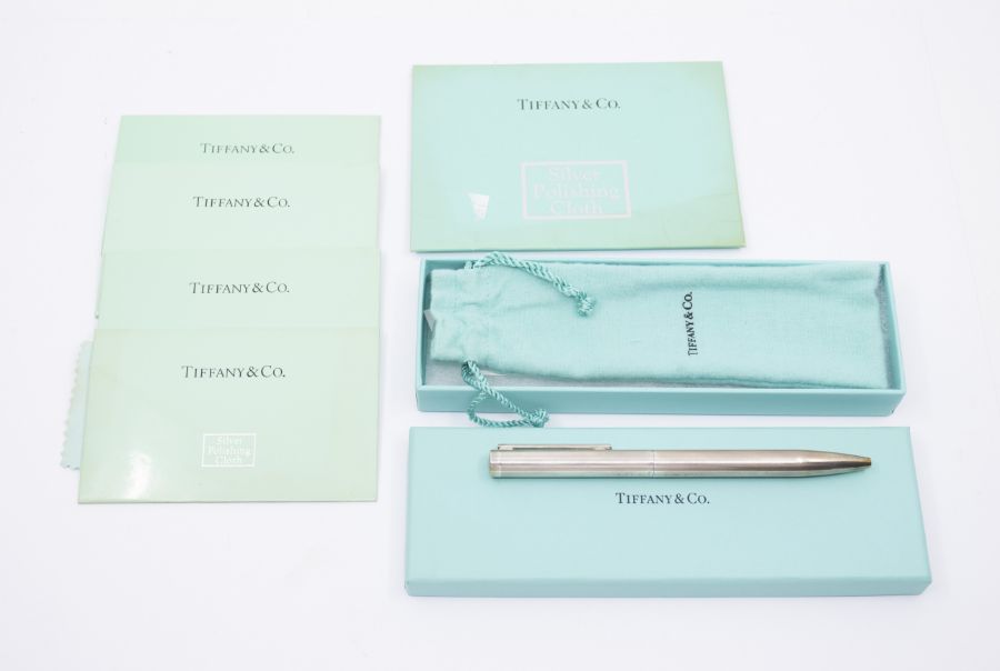 A Tiffany & Co 1837 sterling silver 925 retractable ballpoint pen in original presentation pouch and