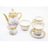 A 19th Century Copeland Tete-a-Tete coffee service comprising pair of coffee cups, saucers, sugar