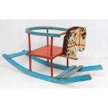 A vintage painted wooden Child's rocking horse chair (1)