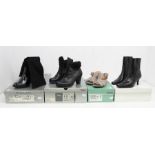 A collection of 8 branded boxed boots and shoes, all size 4