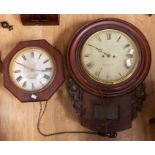 Three 19th Century mahogany 8 day wall clocks, Cardiff and London