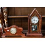 Early Edwardian Elkington mahogany mantle clock, inlaid with Arabic numerals along with German clock