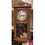 1930s oak wall clock with arabic numerals, 8 day