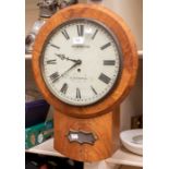 A late 19th Century mahogany wall clock by W Briggs of Ilkeston, 58cms high approx