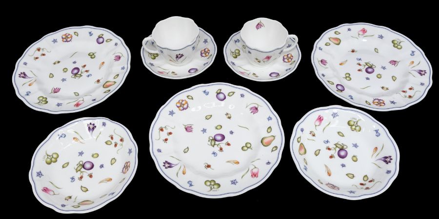 A collection of Royal Crown Derby Chatsworth pattern items including six cups and saucers, six