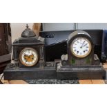 Two late 19th Century French slate mantle clocks, Roman and Arabic numerals
