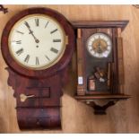 A 19th Century mahogany 8 day wall clock along with late 19th Century inlaid wall clock (AF)