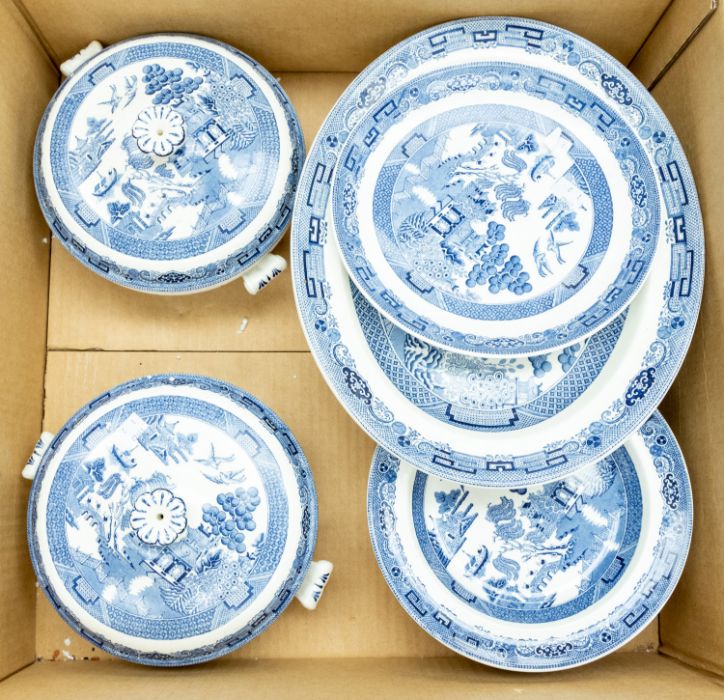 Wedgwood; Willow pattern twelve setting dinner service, plates, cups and saucers, tureens, etc - 2 - Image 2 of 4