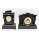 Gaydon & Sons black slate mantle clock, maker to Victoria, Kingston upon Thames, along with French