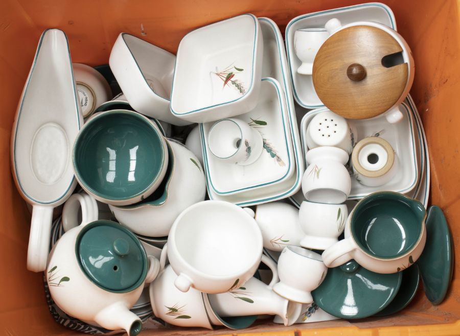 A collection of Denby dinner wares, Greenwheat pattern, including pots, tureens, plates, cup and - Image 2 of 2