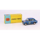 Corgi: A boxed Corgi Toys, Hillman Imp Monto-Carlo 1966, blue body with race decals, Reference