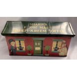 Tinplate: A Sharpe’s Super Kreem Toffee Tin in the form of a Cottage, called Kreme Cottage. This