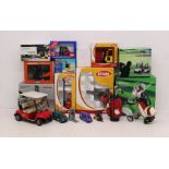Diecast: A collection of assorted Joal diecast vehicles and a small collection of golf ornaments.
