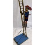 Tinplate: A vintage tinplate Smokey Joe climbing fireman made by Marx, 1930’s. Wound with fixed key,