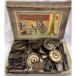 Tinplate: A vintage tinplate construction set, Kliptiko set 3, made in England by William Bailey