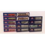 Bachmann: A collection of fourteen boxed Bachmann, OO Gauge coaches to comprise: 39-184A, 34-454,