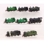 OO Gauge: A collection of eight unboxed OO Gauge tank locomotives mostly comprising Hornby,