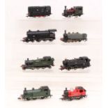 OO Gauge: A collection of eight unboxed OO Gauge tank locomotives including  Triang, Bachmann and