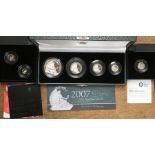 Royal Mint Silver Proof Britannia Coins in Original Case with Certificate of Authenticity,