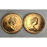 Elizabeth II Sovereigns of 1974 & 1976 (In capsules).