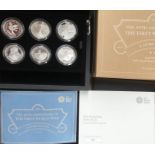 Royal Mint 2017 ‘First World War’ set of six Silver Proof £5 Coins in Original Case with Certificate