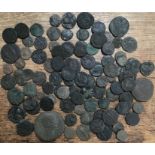 Collection of Roman bronze coins.