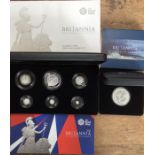 2016 Britannia set of 6 coins in Original Presentation Case with another Britannia 1998 in