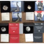 Royal Mint Silver Proof Coins in Original Cases with Certificate of Authenticity, includes Two of