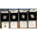 Royal Mint Silver Proof Coins in Original Case with Certificate of Authenticity, includes £1 Coins