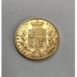 Victoria 1857 shield back Sovereign.