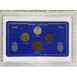 Great Britain 1952 coin set of 4 coins includes scarce 1952 Sixpence.