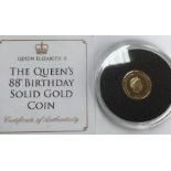 Tristan Da Cunha 2014 9ct gold one Crown with certificate of authenticity. (1g).