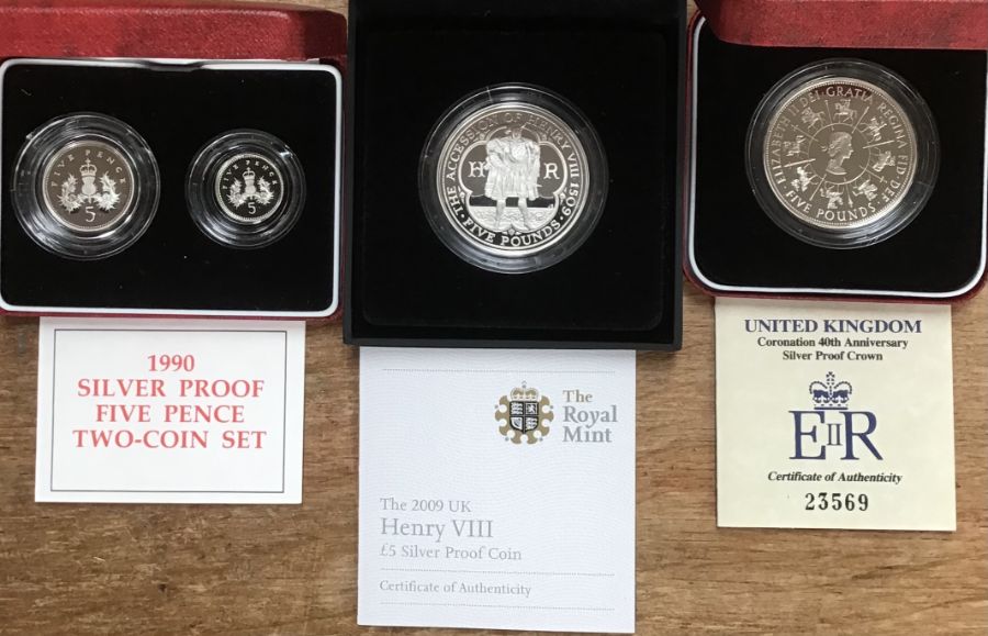 Royal Mint Silver Proof Coins in Original Case with Certificate of Authenticity, includes 1999