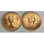 Elizabeth II Sovereigns of 1957 & 1958. (In capsules).