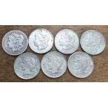 7 USA Silver Dollars, 1886o,1888, 2 x 1921s, 3 x 1922 one D & one S