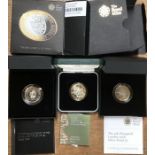 Three Royal Mint Silver Proof Coins in Original Case with Certificate of Authenticity, includes 2003